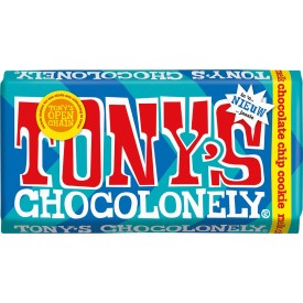 Tony Chocolonely - 180 gram - full color bedrukte sleeve-Melk chocolate chip cookie