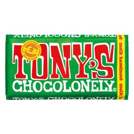 Tony Chocolonely - 180 gram - full color bedrukte sleeve-Melk hazelnoot
