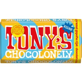 Tony Chocolonely - 180 gram - full color bedrukte sleeve-Melk karamel puffed rice