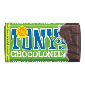 Tony Chocolonely met wikkel, 90 gr.-Puur amandel zeezout
