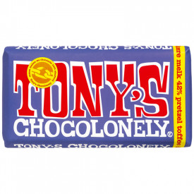 Tony's Chocolonely chocoladereep 180 gram-Donkere melk pretzel toffee