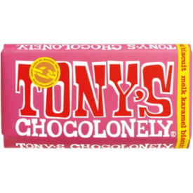 Tony's Chocolonely chocoladereep 180 gram-Melk karamel biscuit