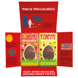 Tony's Chocolonely kadodoos pasen - 2 repen van 180 gram - 2 smaken-Paasrepen melk karamel zeezout & melk meringue citroen