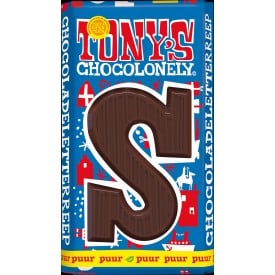 Tony's Chocolonely letter chocoladereep - 180 gram - diverse smaken - s - gepersonaliseerde wikkel-Puur