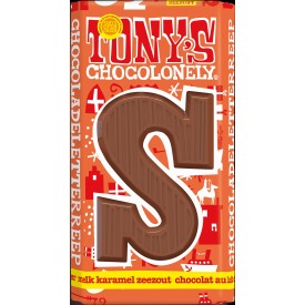 Tony's Chocolonely letter chocoladereep - 180 gram - diverse smaken - s - onbedrukt-Melk karamel zeezout