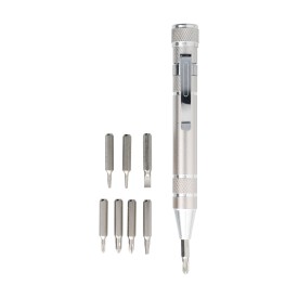 ToolPen bitpen - aluminium - met clip en 8 bitjes - in doosje