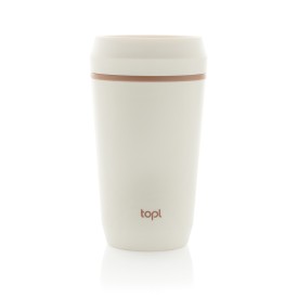 Topl Recycled Plastic To Go beker gepatenteerd 360 Lid 354ml-Wit