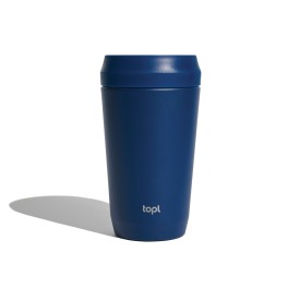 Topl Recycled RVS To Go beker gepatenteerd 360 Lid 354ml-Donkerblauw