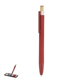 Touch-screen balpen Kiner - gerecycled aluminium - rubberen afwerking - bamboe knop