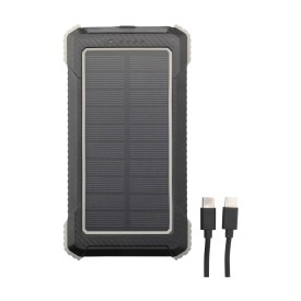 Trail solar powerbank - 10000mAh - gerecycled ABS - waterdicht - met zaklamp