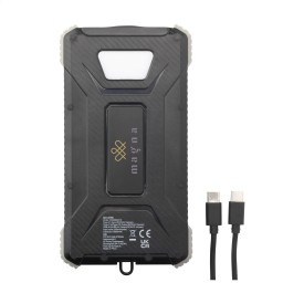 Trail solar powerbank - 10000mAh - gerecycled ABS - waterdicht - met zaklamp