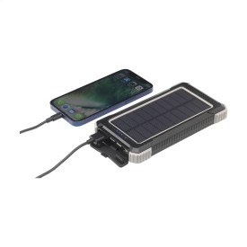 Trail solar powerbank - 10000mAh - gerecycled ABS - waterdicht - met zaklamp