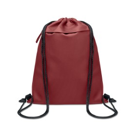 Trekkoordtas PU gecoat rPET - 600D - met voorvak-Bordeauxrood