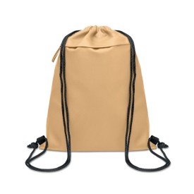 Trekkoordtas PU gecoat rPET - 600D - met voorvak-Kaki