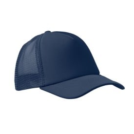 Trucker baseball cap - polyester - 5 panelen - gekleurde klep - druksluiting-Donker marineblauw