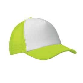 Trucker baseball cap - polyester - 5 panelen - gekleurde klep - druksluiting-Neon geel