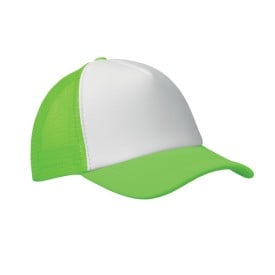 Trucker baseball cap - polyester - 5 panelen - gekleurde klep - druksluiting-Neon groen
