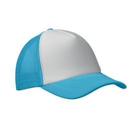 Trucker baseball cap - polyester - 5 panelen - gekleurde klep - druksluiting-Turkoois