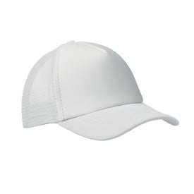 Trucker baseball cap - polyester - 5 panelen - gekleurde klep - druksluiting-Wit