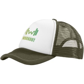 Trucker cap - polyester - 5 panelen - kunststof sluiting-Bosgroen, wit