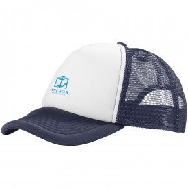 Trucker pet, 5 panel-Navy, wit
