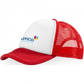 Trucker pet, 5 panel-Rood,wit