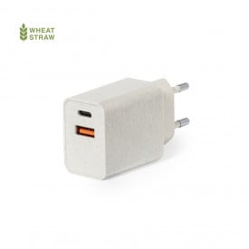 Avery USB-oplader - tarwevezels en kunststof - 1 USB-uitgang en 1 Type C-uitgang