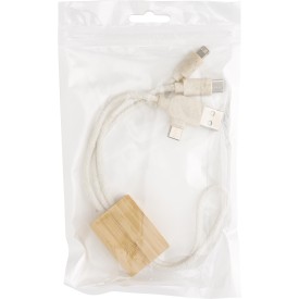Keegan sleutelhanger - bamboe en katoen - 3 in 1 oplader
