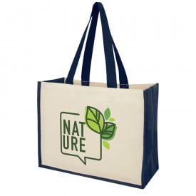 Varai 340 g/m² canvas en jute boodschappentas-Navy