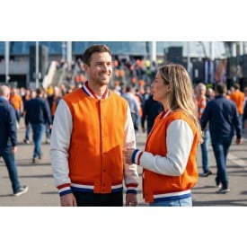 Brickstone Varsity jacket met bedrukking - oranje - katoen en polyester - 320 g/m2