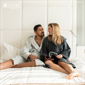 Velour badjas - katoen - 450 g/m² - sneldrogend - twee zakken