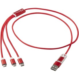 Versatile 5-1 oplaadkabel van gerecycled aluminium-Rood