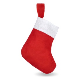 Vilten kerstsok 20 cm-Wit / rood