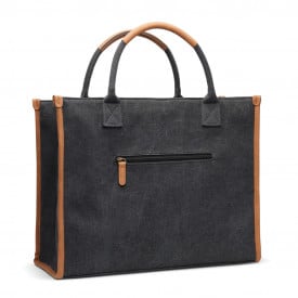 VINGA Bosler RCS recycled canvas office draagtas-Zwart