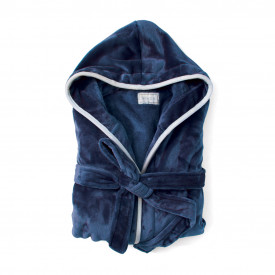 VINGA Louis luxe pluche RPET badjas maat S-M-Donkerblauw
