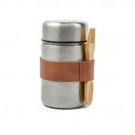 VINGA Miles voedsel thermoscontainer 500ml - RVS - lekvrij - inclusief houten lepel