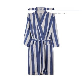 VINGA Ornos GRS katoenen hamam badjas S/M-Blauw, wit