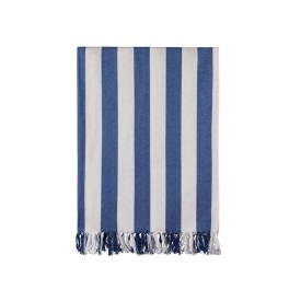 VINGA Ornos GRS katoenen hamamdoek-Blauw, wit