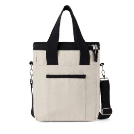 VINGA Volonne AWARE™ recycled canvas koeltas/tote-Gebroken wit, zwart