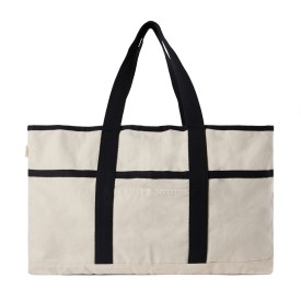 VINGA Volonne AWARE™ recycled canvas strandtas-Gebroken wit, zwart