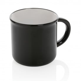 Vintage keramische mok-Zwart, wit