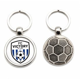 Metalen sleutelhanger voetbal - full colour bedrukt