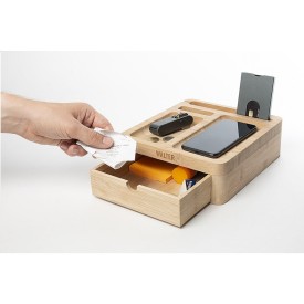 Walter big dock bureau organizer - 15W - bamboe - draadloze snellader