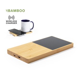 Nodens oplader - 10W - bamboe - draadloos - met bekerwarmer