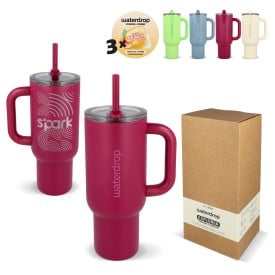 Waterdrop Explorer Thermo drinkbeker - 1,1 liter - dubbelwandig RVS met rietje