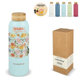 Waterdrop RVS drinkfles - 600 ml - dubbelwandig met bamboe dop