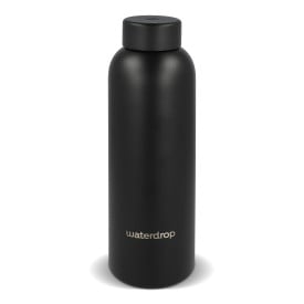 Waterdrop Roestvrijstalen Fles met Stalen dop 600ml-Zwart