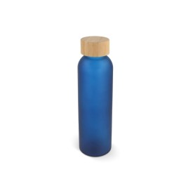 Waterfles glas & bamboe 500ml-Donker blauw