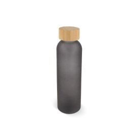 Waterfles glas & bamboe 500ml-Donker grijs