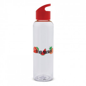Loop waterfles 600ml - rPET - transparant met gekleurde dop
